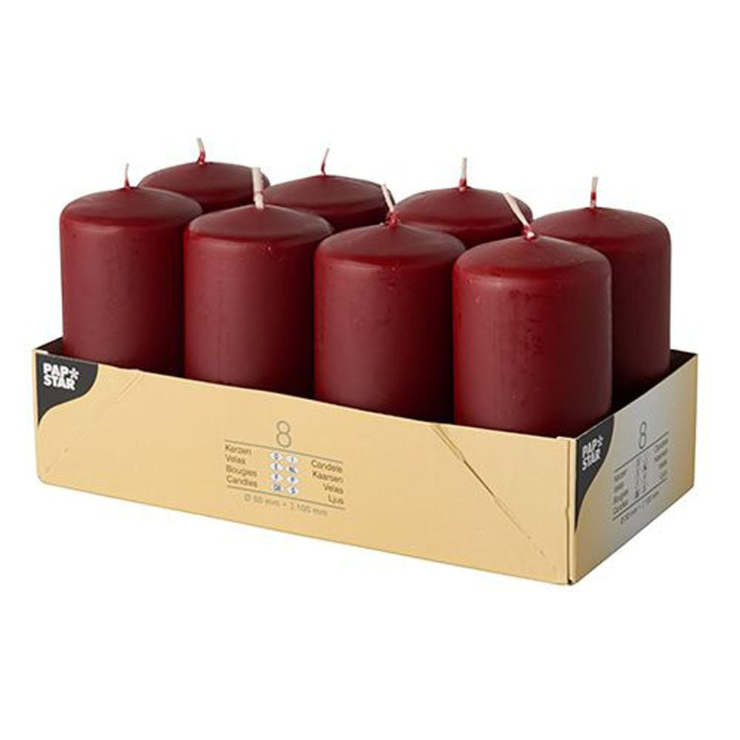 PAPSTAR 1 Karton = 6x8 Stumpenkerzen Ø 50 mm · 100 mm Bordeaux 17983 48, 48