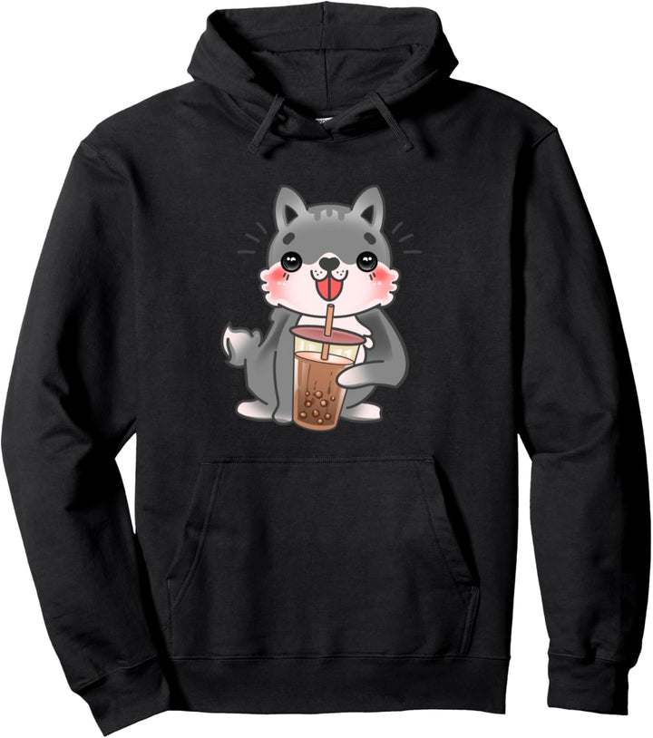 Kleiner Welpe, Hund mit Bubble Tea, Mädchen, Kinder Pullover Hoodie