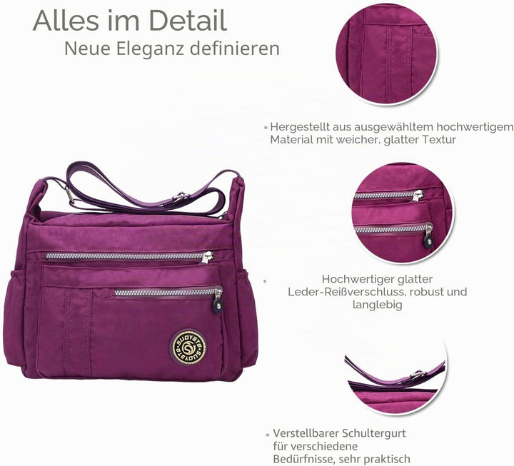 NICOLE & DORIS Damen Umhängetasche Lässige Schultertasche Frauen Handtasche Reissverschluss Tasche m