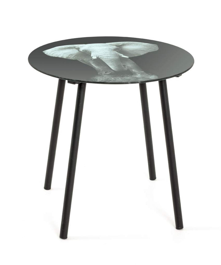 HAKU Möbel Beistelltisch, Metall, schwarz-Motiv, Ø 40 x H 41 cm Modern Schwarz-motiv, Modern Schwarz