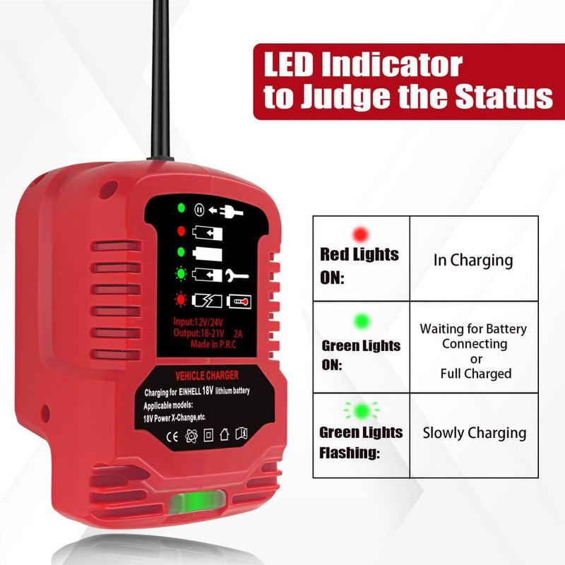 Mini-Ladegerät für Einhell 18V, 2A Akku Adapter Kompatibel mit Einhell Power X-Change 18 Volt Akku 4