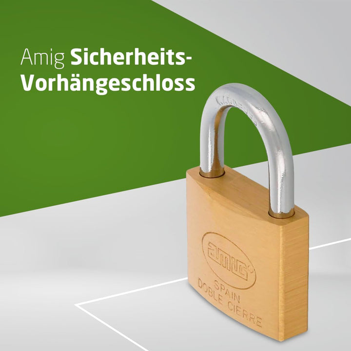 Amig - Schloss - Inklusive 2 Schlüsseln - Vielseitig und Widerstandsfähig - Bügel aus Behandeltem St