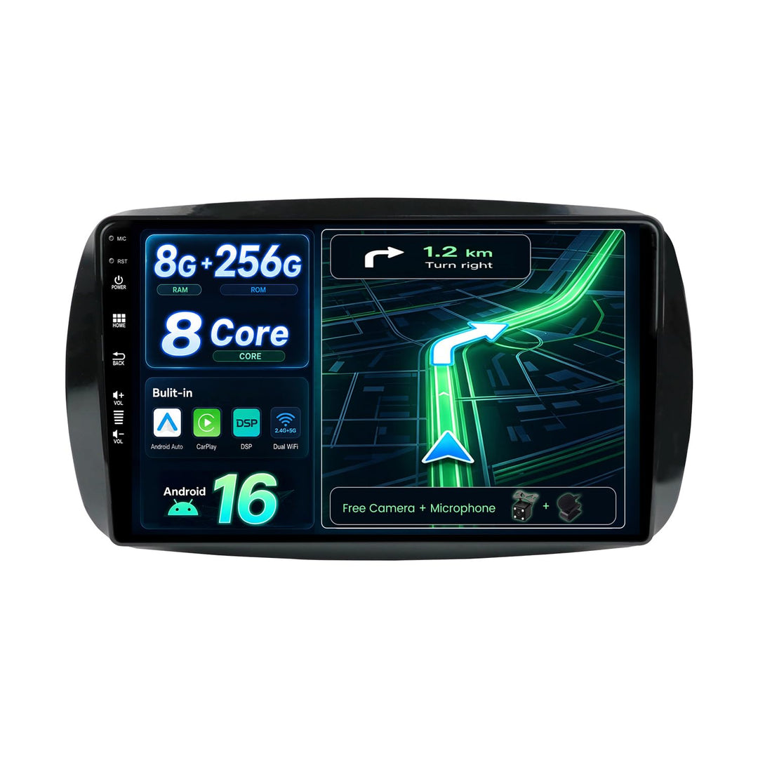 [8G+256G, 8-Core] - Android 15 IPS Autoradio für Benz Smart 453 Fortwo (2014-2020) - Kabellos CarPla