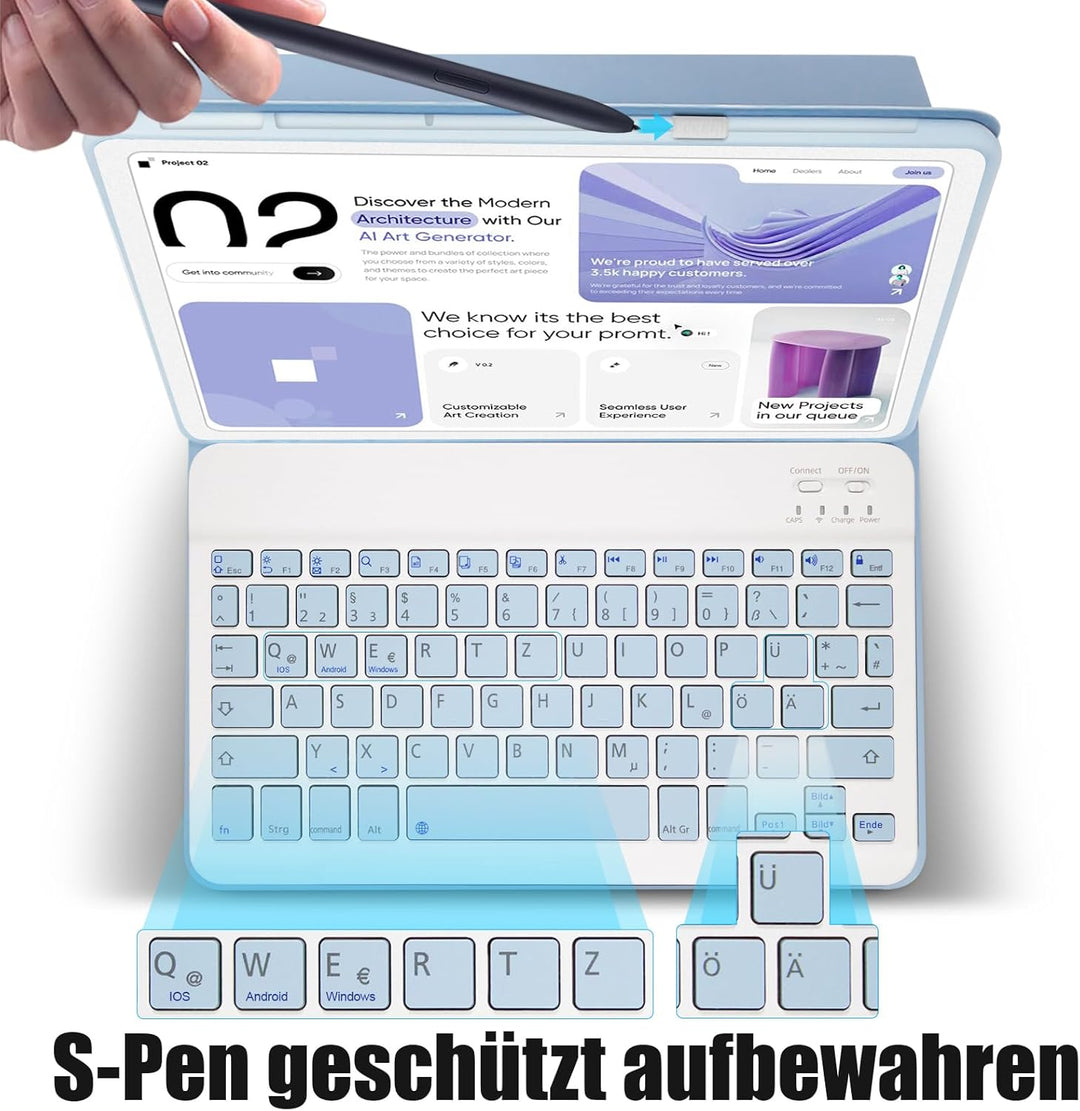 Hülle mit Tastatur für Lenovo Tab P11 (2nd Gen) 11.5 Zoll TB350FU/TB350XU - (Deutsches) Hülle mit Ta
