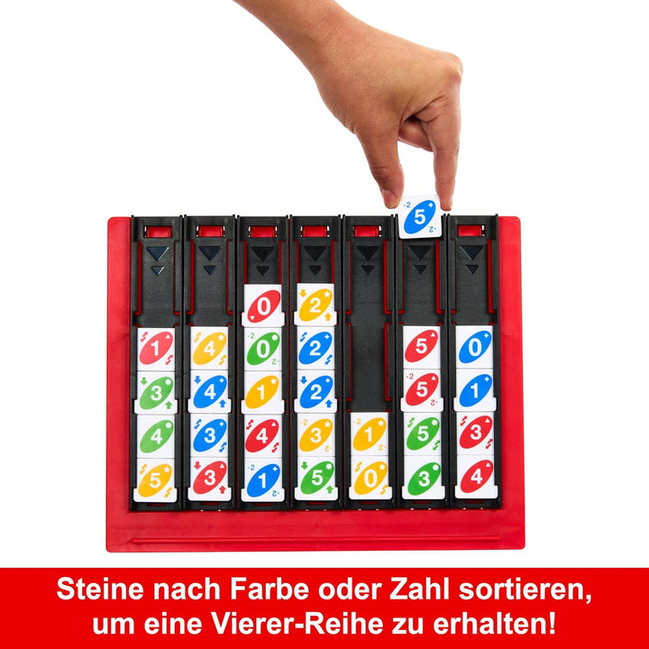 Mattel Games Uno Quatro, Steine nach Farben oder Zahlen sortieren, mit Aktionssteinen, Perfekt als K