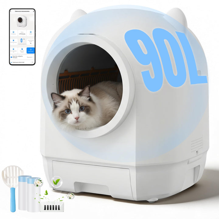 Devoko elektrisches katzenklo selbstreinigend, 90L Self-Cleaning Cat Litter Tray, niedliches Design