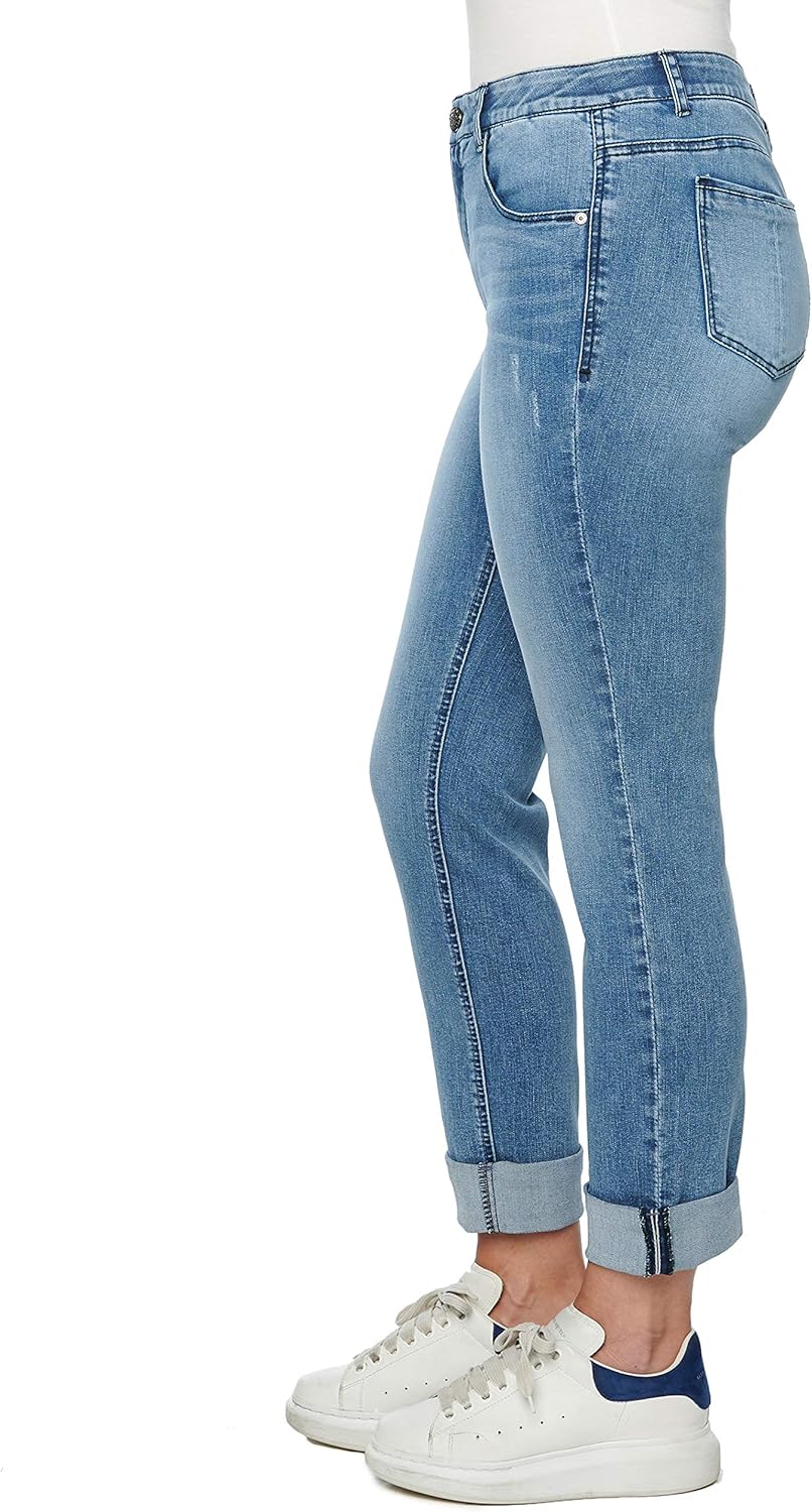 Democracy Damen Ab Solution Girlfriend Jeans 34 Blau, 34 Blau