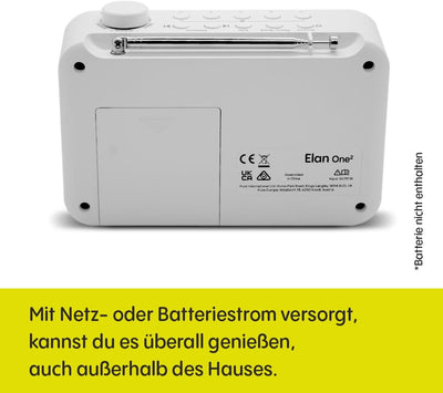 Pure Elan One2 tragbares DAB+/FM Radio mit Bluetooth 5.1 (LCD-Display, 10 Speichertasten, Batteriebe