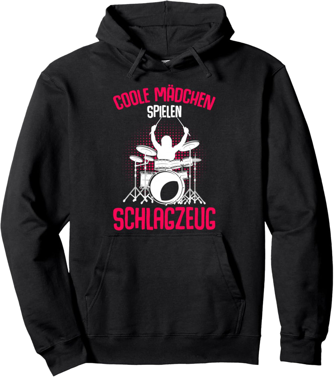 Coole Mädchen spielen Schlagzeug Schlagzeuger Kinder Drummer Pullover Hoodie