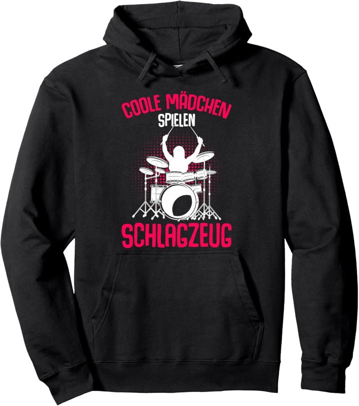 Coole Mädchen spielen Schlagzeug Schlagzeuger Kinder Drummer Pullover Hoodie