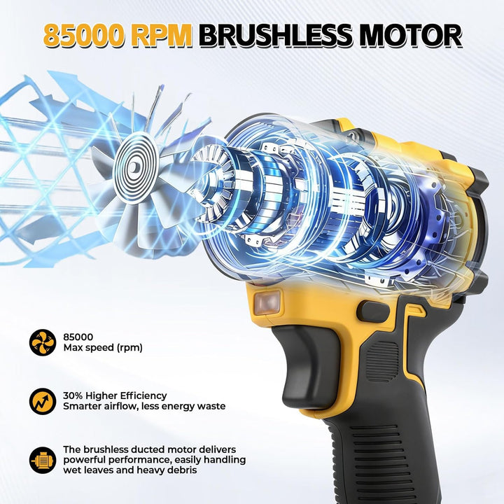 Akku-Staubwedelgebläse für Dewalt 18V 20V Akku, 2-in-1 Handstaubsauger und Akku-Laubbläser, 85000 U/