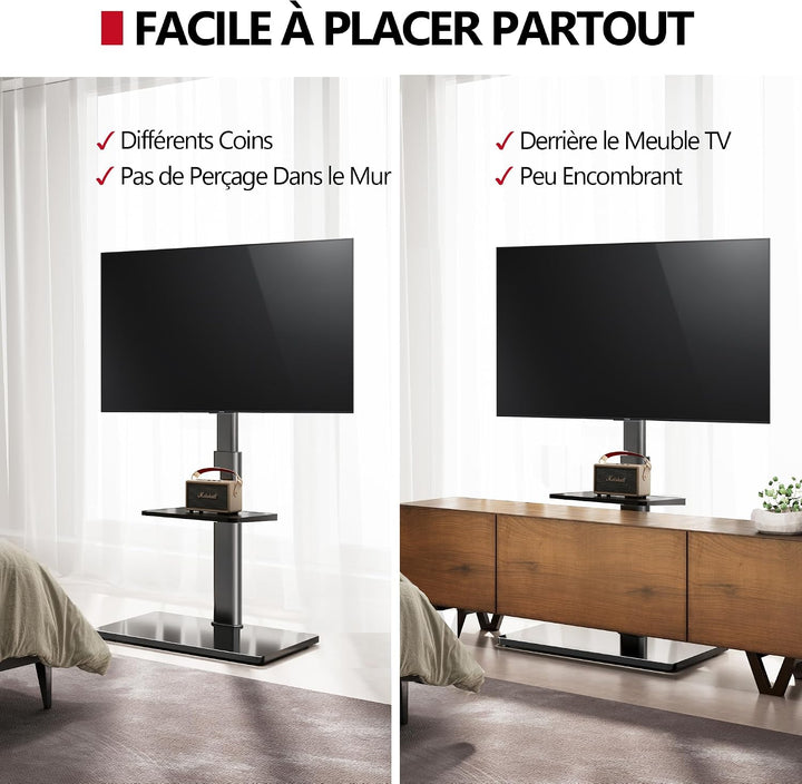 AOKCOS TV Ständer TV Bodenständer für 32-70 Zoll Fernseher bis zu 40 KG, TV Standfuss mit 2 Stufigen