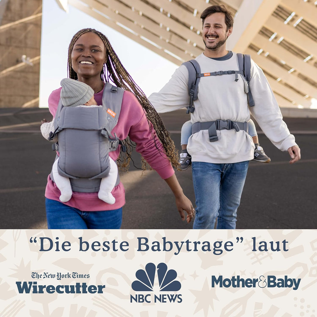 Beco Gemini Babytrage Neugeborene ab Geburt bis Kleinkind - 4 Tragepositionen Baby Trage aus 100 % B