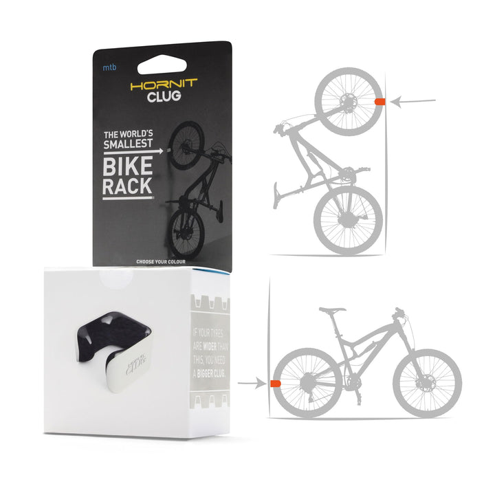 hornit CLUG Fahrradhalterung Wandmontage - MTB XL 58-69mm Weiss/Orange - Wandhalterung Fahrradstände