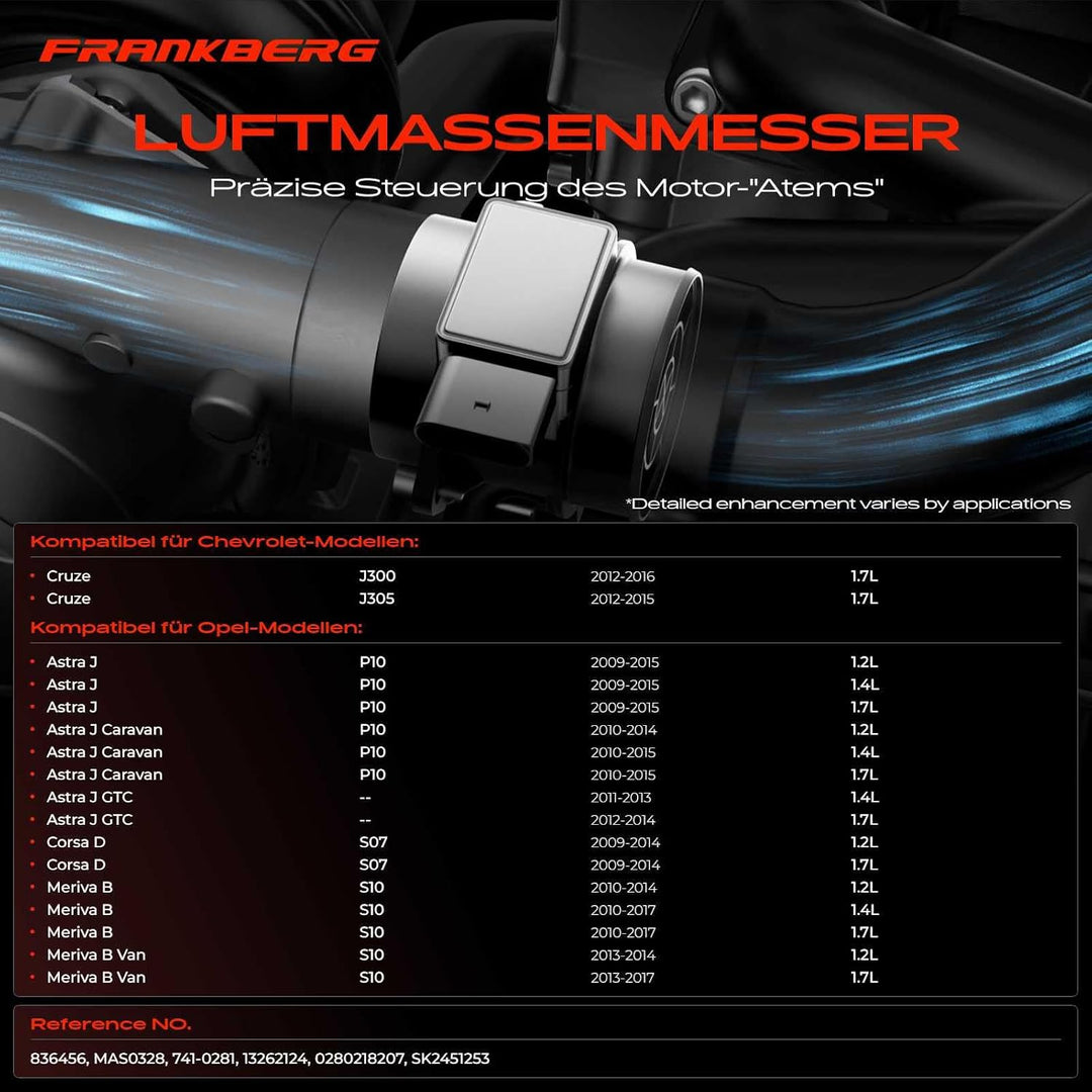 Luftmassenmesser für Cruze J300 J305 J308 Astra J P10 Corsa D S07 Meriva B S10 2009-2017 0280218207