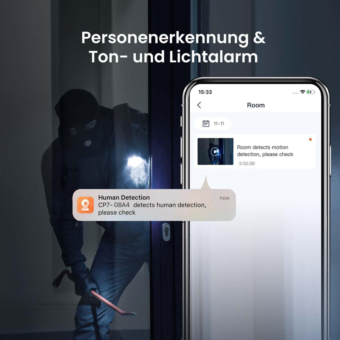 Tenda CP6 Überwachungskamera, 3MP 2k WLAN IP Kamera Innen mit 2-Wege-Audio (Bewegungserkennung, Nach