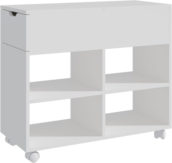 Relaxdays Rollcontainer, 5 Fächer, Schublade, HxBxT: 61 x 70 x 30 cm, offen, schmaler Aktenschrank a