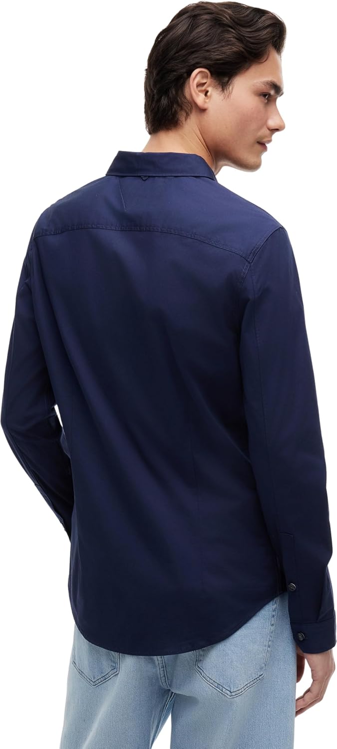Tommy Jeans Herren Hemd Original Stretch Shirt Slim Fit, Blau (Black Iris)