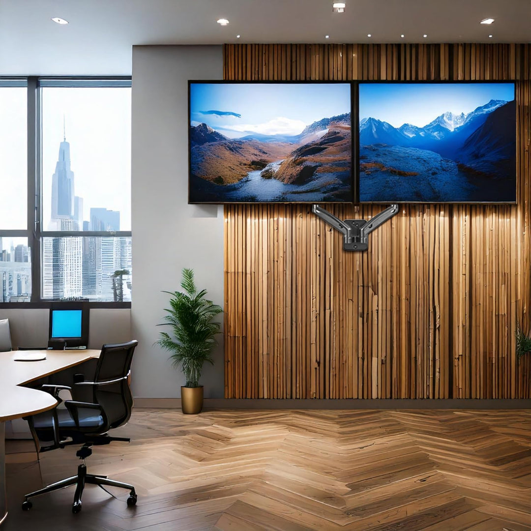 Maclean Monitor-Wandhalterung für 2 Monitore | Für 17–32" Flach- & Curved-Bildschirme 2x9 kg | VESA