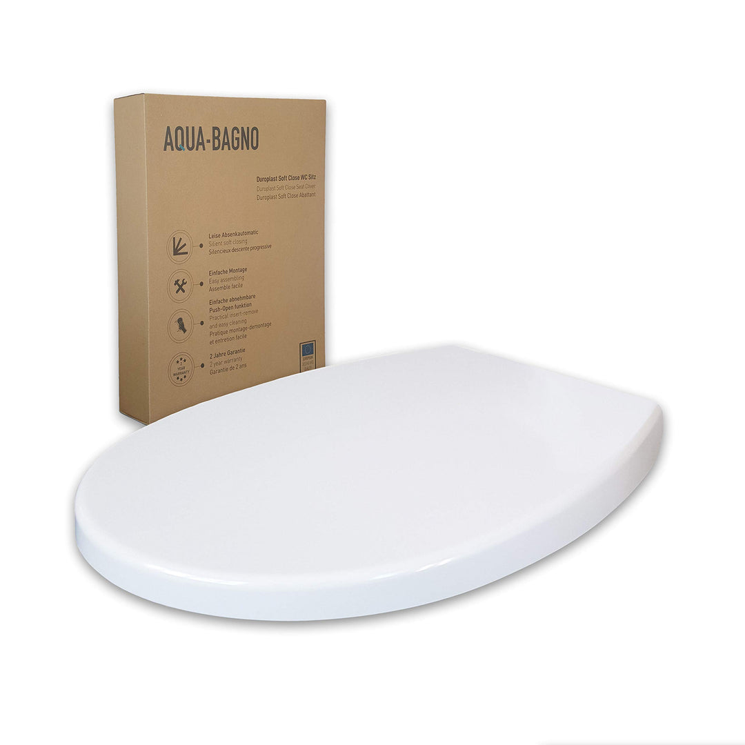 Aqua Bagno | Universeller Toilettendeckel &amp; WC-Sitz mit Absenkautomatik, abnehmbarer Klodeckel O-For