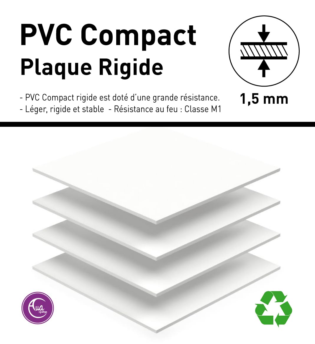 Aua Signaletique - Panneau Interdiction de Stationner 24H/24 Et 7J/7 - Ø 450 Mm, Pvc 1. 5 mm Ø 450 m