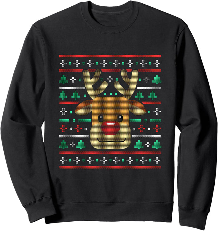 Ugly Sweater. Rentier mit roter Nase Weihnachtsdekoration Sweatshirt