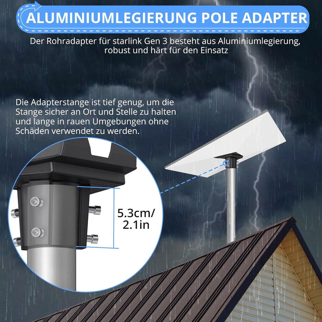 CAMWAY Starlink Gen 3 Rohradapter,360° drehbar&20° neigbar Robuste Aluminium Starlink Pole Gen 3 Ada