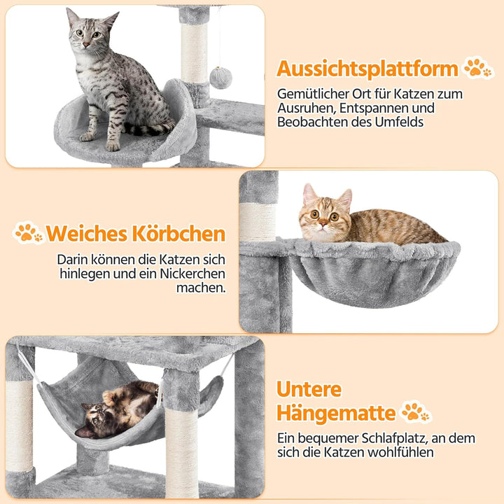 Yaheetech Kratzbaum 170 cm Katzenbaum XL Stabiler Katzenkratzbaum Kletterbaum für Katzen, mit Aussic