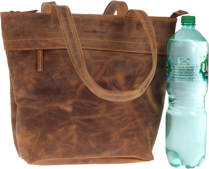 Greenburry Vintage Umhängetasche Leder Handtasche Braun 30x8x34cm