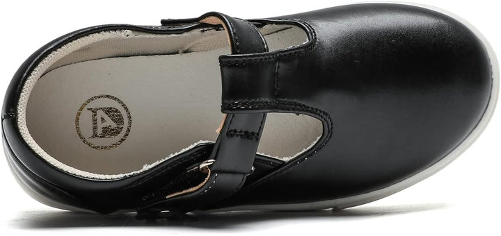 Mädchen T-Spangen Mary Jane Ballerinas Taufschuhe, Schwarz