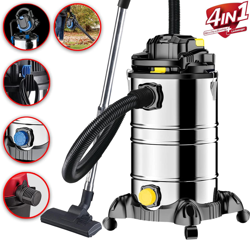 DMS Industriestaubsauger mit 2000 Watt | Nasssauger | Trockensauger | Laubsauger | Laubbläser | Edel