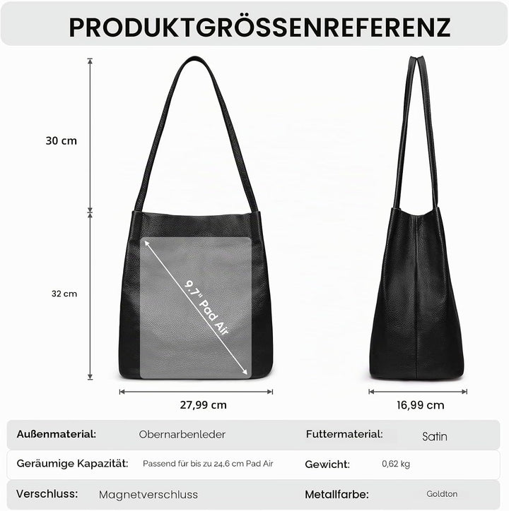 Kattee Damen weiche Echtleder Totes Umhängetasche Geldbörsen und Handtaschen mit oberem Magnetversch