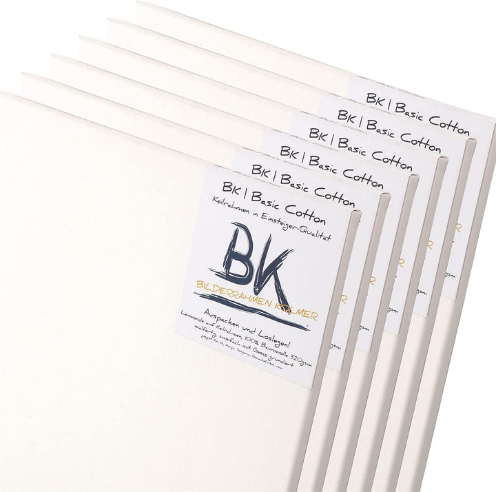 BK BILDERRAHMEN KOLMER 6 B.K. Basic LEINWÄNDE AUF KEILRAHMEN 50x70 cm | Qualitäts Malgrund, malferti