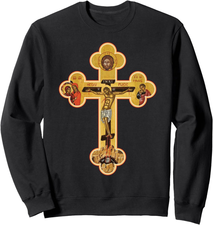 Griechisch Orthodoxe Jesus Christus Kreuz Ikone Sweatshirt