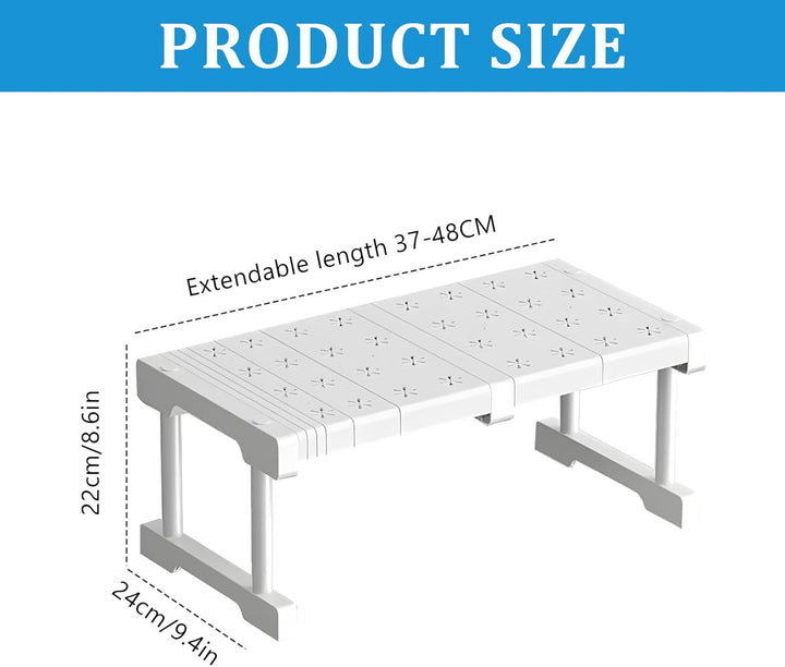 BOYIFEIJIE Stapelbarer Schrank Organizer - Verstellbares Regalsystem ohne Bohren - Weisses Metallges