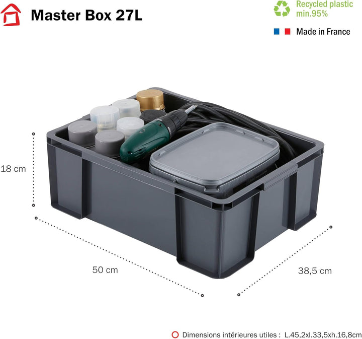 Sundis 3er set MASTER BOX, 27L - Modular und stapelbar - Anthrazitgrau SET 3X27L, SET 3X27L