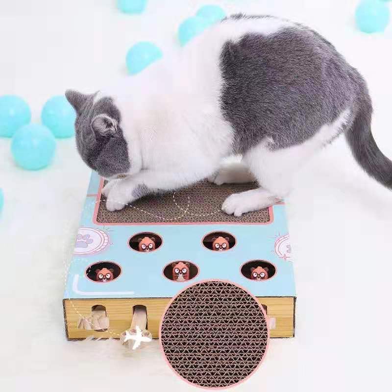 Interaktives Katzenspielzeug, Holz, Spielzeug, Maulwurf Maus, Puzzle Box mit süssen Cartoon Spielzeu