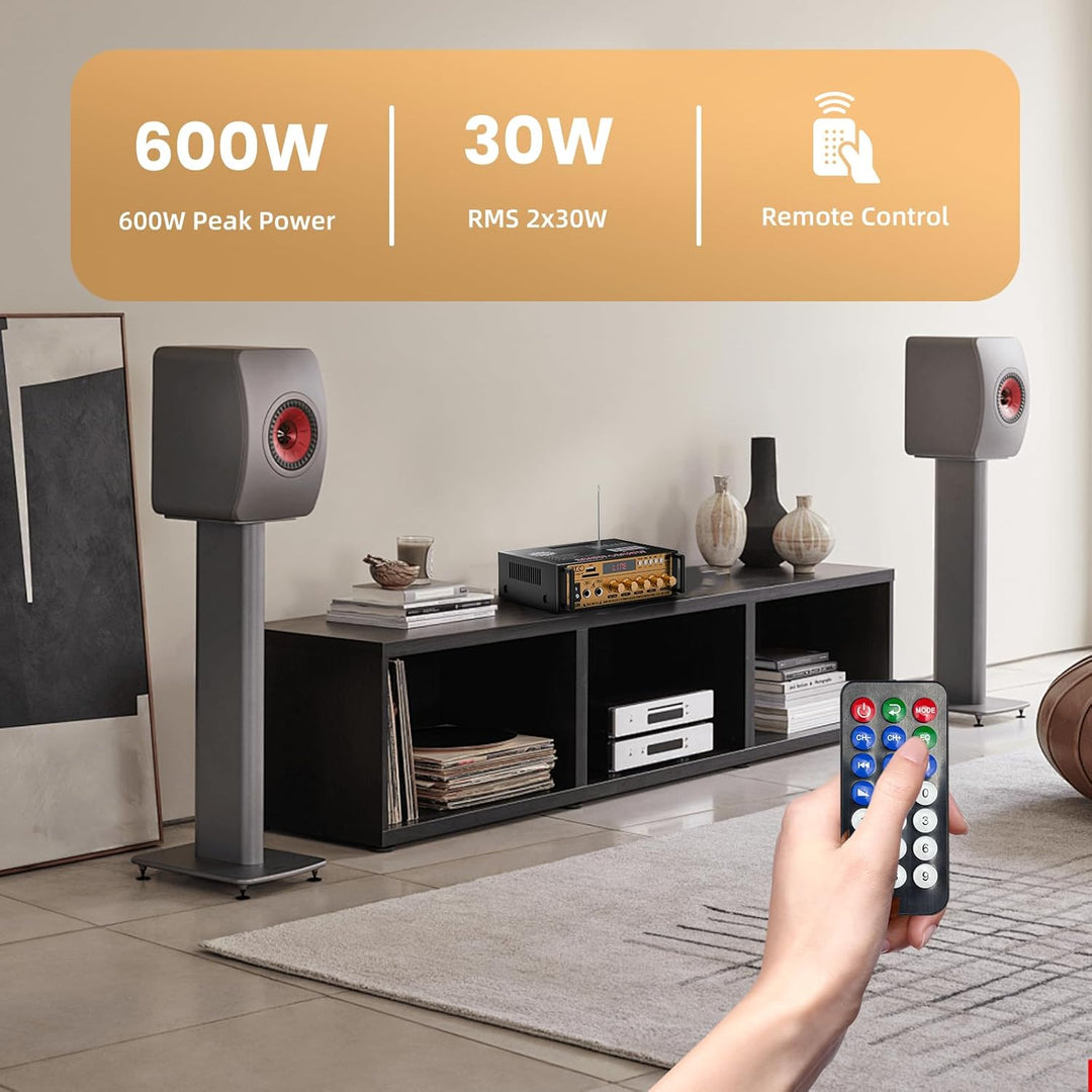 Mini Bluetooth Verstärker HiFi Stereo Audio mit Mixer Wireless Bluetooth Endstufe 600W Dual Kanal Bl