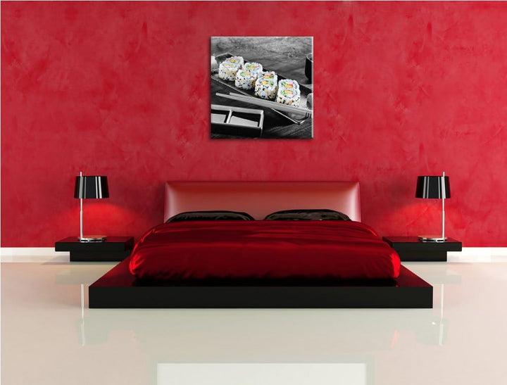 Pixxprint Inside Out Sushi Rollen als Leinwandbild/Grösse: 70x70 cm/Wandbild/Kunstdruck/fertig bespa