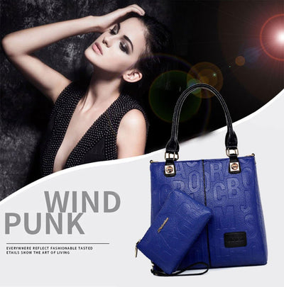 DEERWORD Damen Handtaschen Frauen Schultertaschen PU-Leder Bowlingtaschen Umhängetaschen Blau, Blau