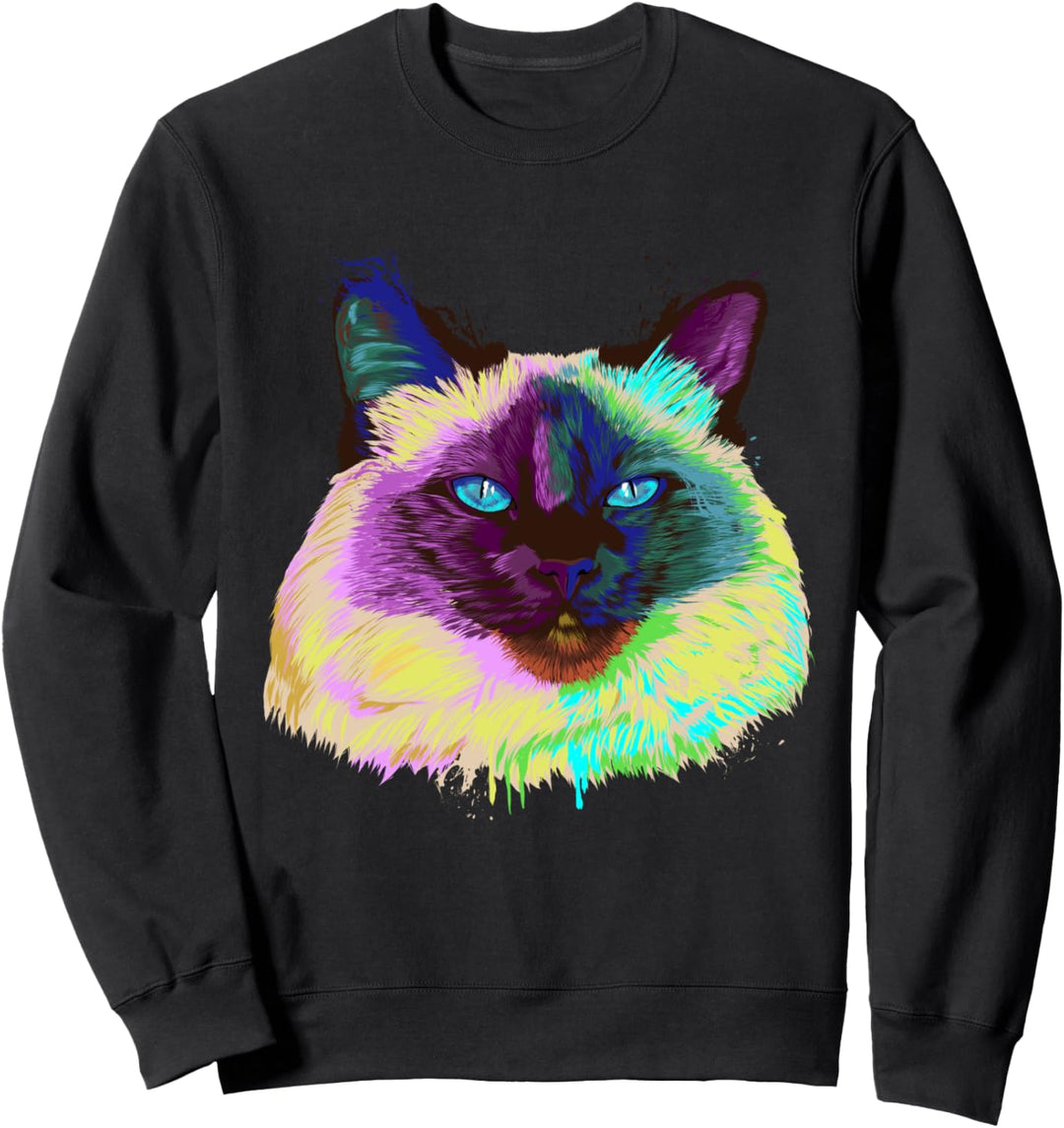 Bunte Splash Balinese Katze Balinesenkatze Sweatshirt