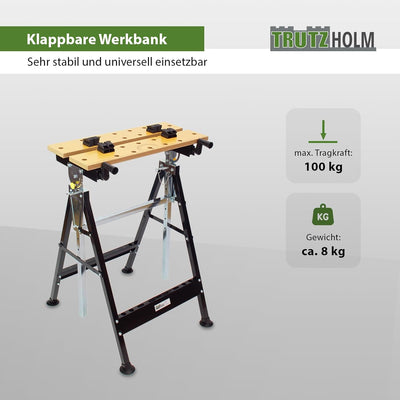 TrutzHolm® Werkbank klappbar höhenverstellbar Werktisch Spanntisch Arbeitstisch bis 100kg