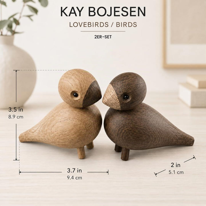 Kay Bojesen Unzertrennliche 1 Paar Figuren 9 cm Singvögel Dekoration, Holz, Holz