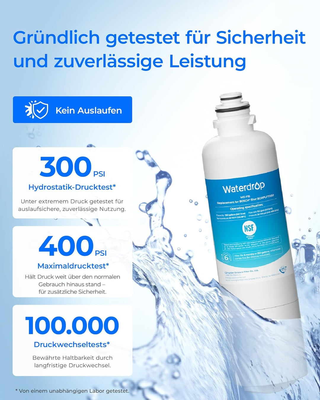 Waterdrop WD-F15 Kühlschrank Wasserfilter, Ersatz für Bosch® Ultra Clarity® Pro 11032518, KSZ50UCP,
