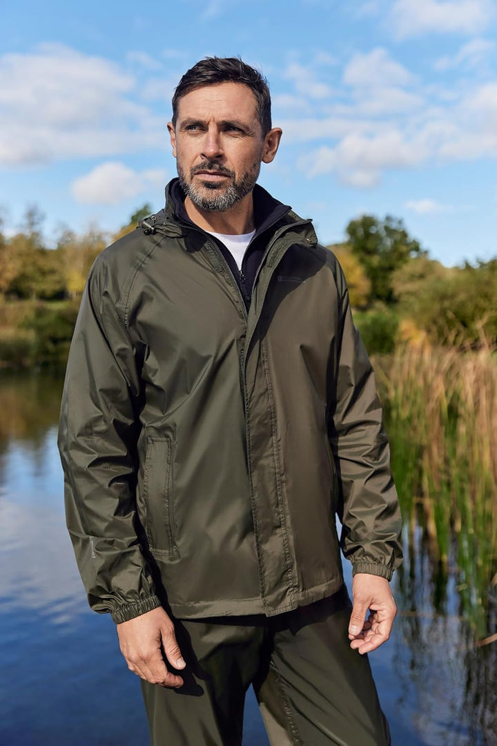 Mountain Warehouse Pakka Herren Wasserdicht Leichte verpackbare Regen Renn Sport Jacke XXS Dunkel Kh