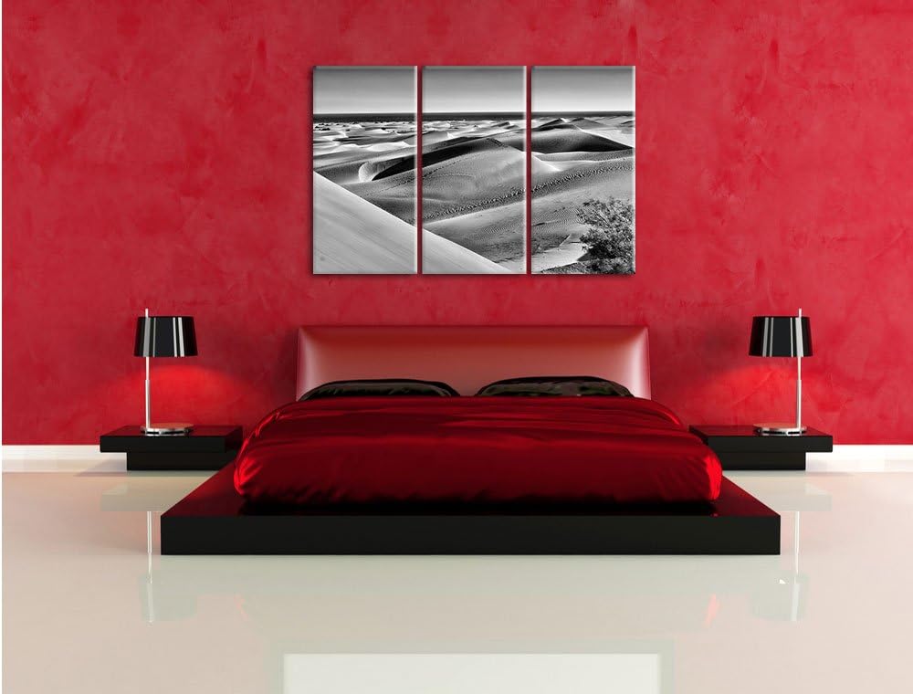 Pixxprint Monocrome, Wüste am Meer 3-Teiler Leinwandbild 120x80 Bild auf Leinwand