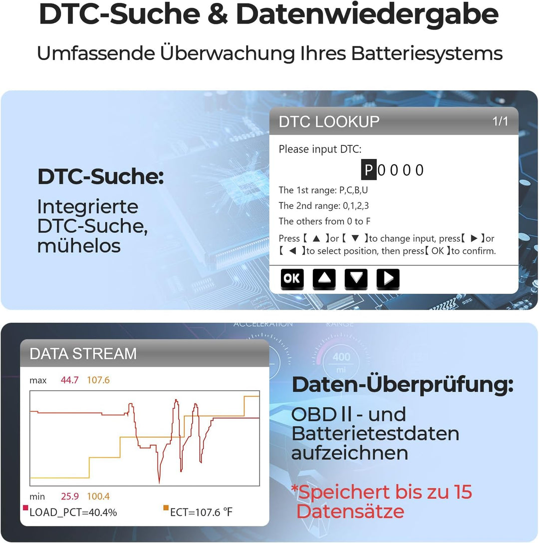 TOPDON ArtiLink500B OBD2 Diagnosegerät Auto und Batterietester 2-in-1, Universal KFZ-Fehlercode-Lese