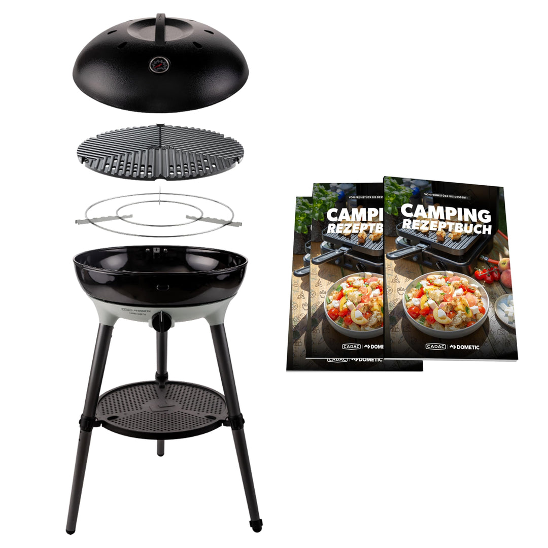 CADAC - Carri Chef 50 BBQ 50mBar + Camping-Kochbuch - Tragbarer Grill mit automatischer Zündung und
