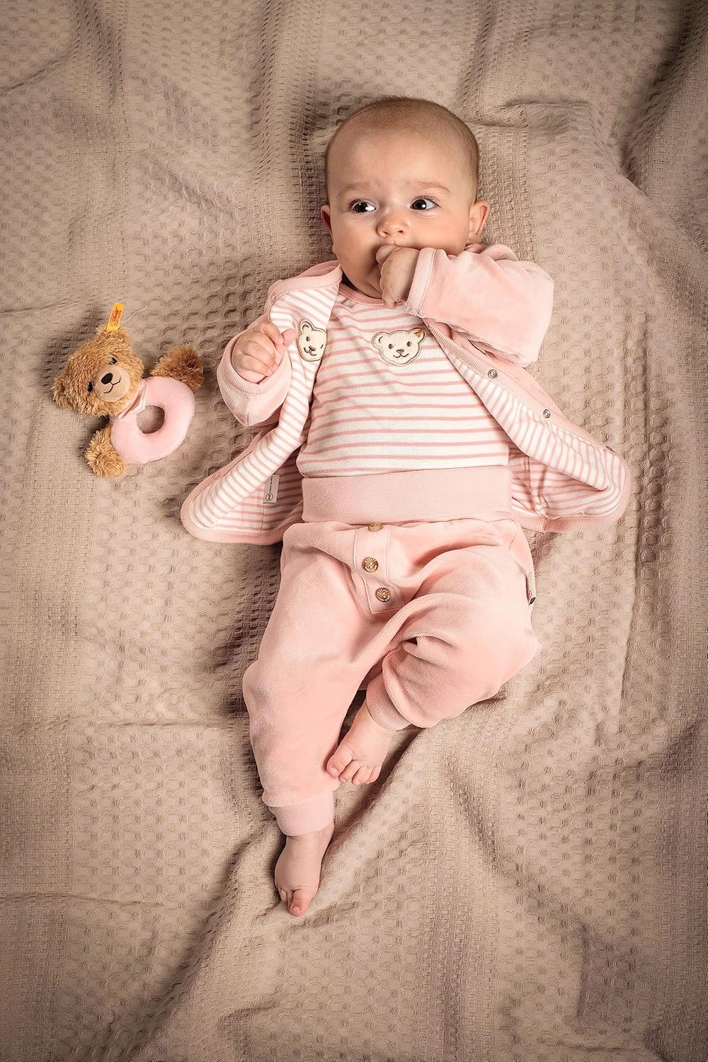 Steiff Unisex Baby Lässige Hose Basic Jogginghose mit Beinbündchen 50 Silver Pink, 50 Silver Pink