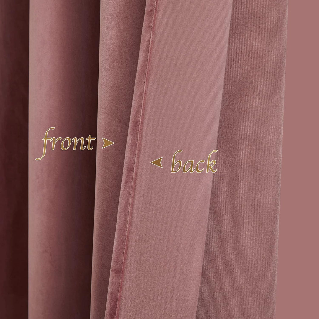 PONY DANCE Vorhänge Samt Altrosa Thermo Vorhang Kälteschutz Samtvorhang Rosa (Gewicht: 300g/m²) Blic